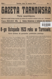 Gazeta Tarnowska : pismo socjalistyczne. R.1, 1924, nr 1