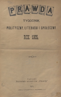 Prawda : tygodnik polityczny, społeczny i literacki. 1905, Spis rzeczy