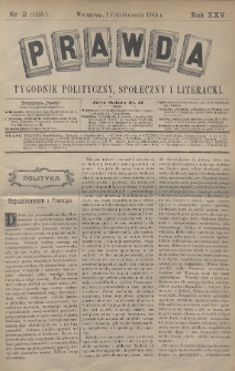 Prawda : tygodnik polityczny, społeczny i literacki. 1905, nr 2