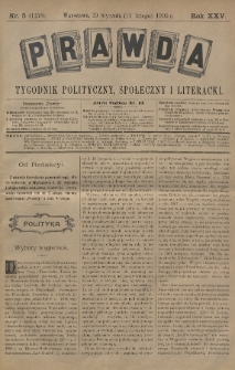 Prawda : tygodnik polityczny, społeczny i literacki. 1905, nr 5