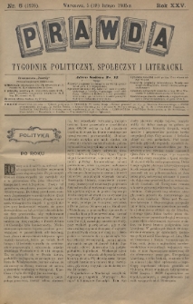 Prawda : tygodnik polityczny, społeczny i literacki. 1905, nr 6