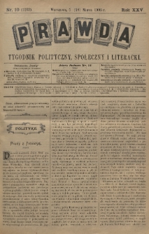 Prawda : tygodnik polityczny, społeczny i literacki. 1905, nr 10