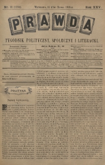 Prawda : tygodnik polityczny, społeczny i literacki. 1905, nr 11
