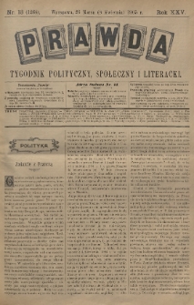 Prawda : tygodnik polityczny, społeczny i literacki. 1905, nr 13