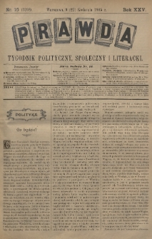 Prawda : tygodnik polityczny, społeczny i literacki. 1905, nr 15