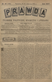 Prawda : tygodnik polityczny, społeczny i literacki. 1905, nr 16