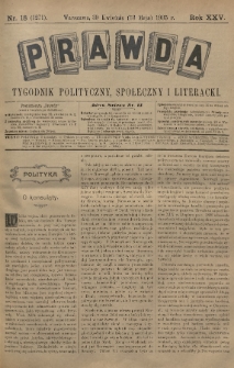 Prawda : tygodnik polityczny, społeczny i literacki. 1905, nr 18