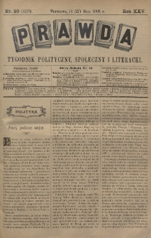 Prawda : tygodnik polityczny, społeczny i literacki. 1905, nr 20