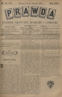 Prawda : tygodnik polityczny, społeczny i literacki. 1905, nr 36
