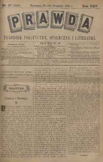 Prawda : tygodnik polityczny, społeczny i literacki. 1905, nr 37