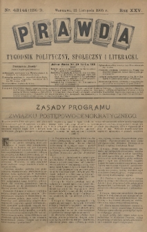Prawda : tygodnik polityczny, społeczny i literacki. 1905, nr 43-44