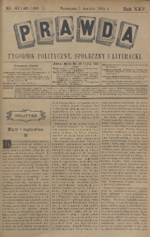 Prawda : tygodnik polityczny, społeczny i literacki. 1905, nr 47-48
