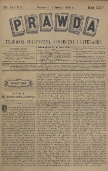 Prawda : tygodnik polityczny, społeczny i literacki. 1905, nr 49