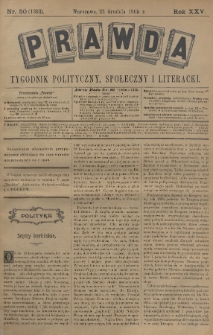 Prawda : tygodnik polityczny, społeczny i literacki. 1905, nr 50
