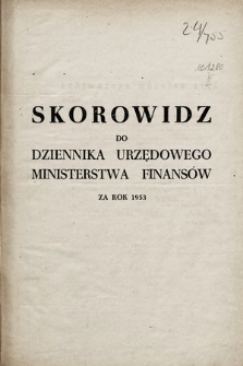 Dziennik Urzędowy Ministerstwa Finansów. 1953, skorowidz
