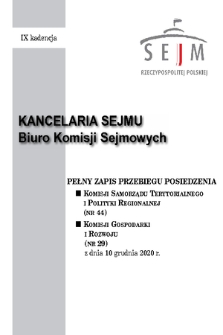 Pełny Zapis Przebiegu Posiedzenia Komisji Gospodarki i Rozwoju (nr 29) z dnia 10 grudnia 2020 r.