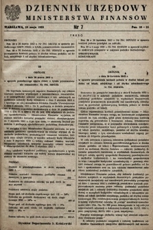 Dziennik Urzędowy Ministerstwa Finansów. 1953, nr 7