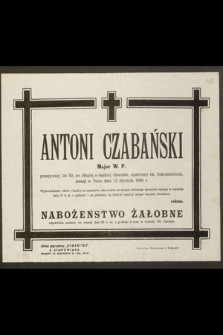 Antoni Czabański Major W. P. [...] zasnął w Panu dnia 12 stycznia 1948 r.