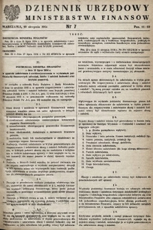 Dziennik Urzędowy Ministerstwa Finansów. 1954, nr 7
