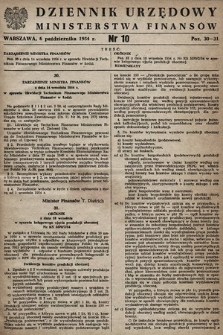 Dziennik Urzędowy Ministerstwa Finansów. 1954, nr 10