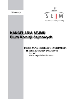 Pełny Zapis Przebiegu Posiedzenia Komisji Finansów Publicznych (nr 103) z dnia 29 października 2020 r.