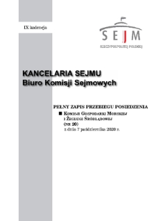 Pełny Zapis Przebiegu Posiedzenia Komisji Gospodarki Morskiej i Żeglugi Śródlądowej (nr 20) z dnia 7 października 2020 r.