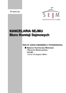 Pełny Zapis Przebiegu Posiedzenia Komisji Gospodarki Morskiej i Żeglugi Śródlądowej (nr 25) z dnia 3 listopada 2020 r.