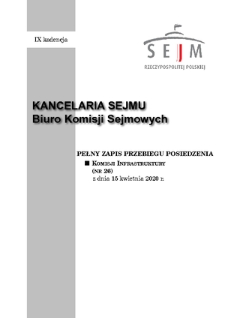 Pełny Zapis Przebiegu Posiedzenia Komisji Infrastruktury (nr 26) z dnia 15 kwietnia 2020 r.