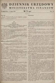 Dziennik Urzędowy Ministerstwa Finansów. 1952, nr 7