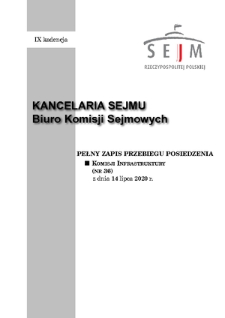 Pełny Zapis Przebiegu Posiedzenia Komisji Infrastruktury (nr 36) z dnia 14 lipca 2020 r.