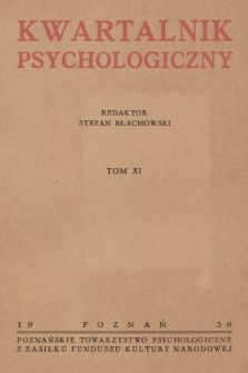 Kwartalnik Psychologiczny. T.11, 1939