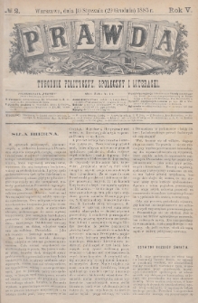 Prawda : tygodnik polityczny, społeczny i literacki. 1885, nr 2