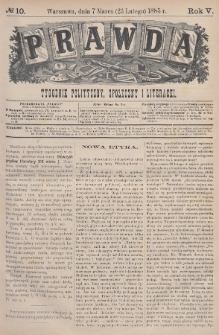 Prawda : tygodnik polityczny, społeczny i literacki. 1885, nr 10