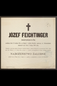 Józef Feichtinger naucyciel gimnazyum św. Anny urodzony dnia 15 Grudnia 1854 [...] zakończył życie dnia 2 Lutego 1888 roku [...]