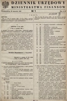 Dziennik Urzędowy Ministerstwa Finansów. 1960, nr 1