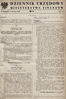 Dziennik Urzędowy Ministerstwa Finansów. 1960, nr 4