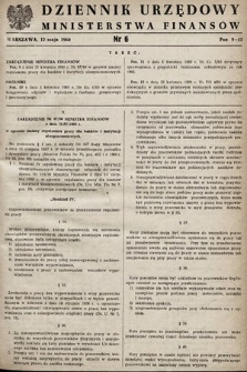 Dziennik Urzędowy Ministerstwa Finansów. 1960, nr 6