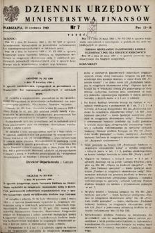 Dziennik Urzędowy Ministerstwa Finansów. 1960, nr 7