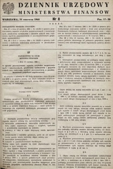 Dziennik Urzędowy Ministerstwa Finansów. 1960, nr 8