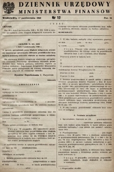 Dziennik Urzędowy Ministerstwa Finansów. 1960, nr 12
