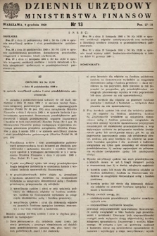 Dziennik Urzędowy Ministerstwa Finansów. 1960, nr 13