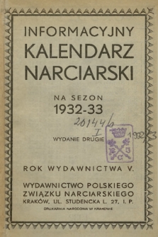 Informacyjny Kalendarz Narciarski na Sezon 1932-33