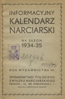 Informacyjny Kalendarz Narciarski na Sezon 1934-35