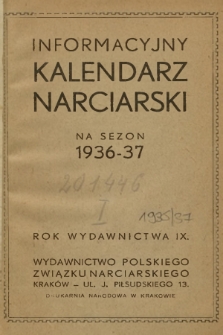 Informacyjny Kalendarz Narciarski na Sezon 1936-37