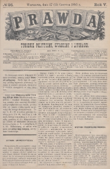 Prawda : tygodnik polityczny, społeczny i literacki. 1885, nr 26