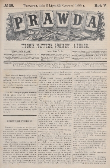 Prawda : tygodnik polityczny, społeczny i literacki. 1885, nr 28