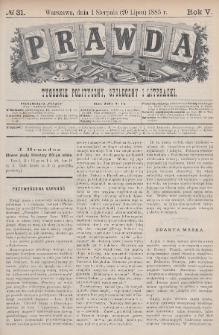 Prawda : tygodnik polityczny, społeczny i literacki. 1885, nr 31