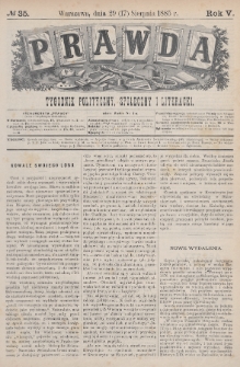 Prawda : tygodnik polityczny, społeczny i literacki. 1885, nr 35