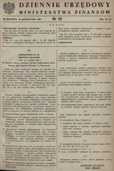 Dziennik Urzędowy Ministerstwa Finansów. 1961, nr 12