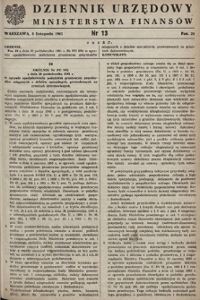 Dziennik Urzędowy Ministerstwa Finansów. 1961, nr 13